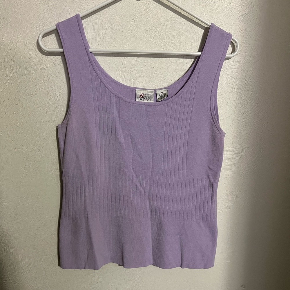 MADISON & MAX Classic Ribbed Thick Casual Tank Top Lilac Purple Women's‎ Size M